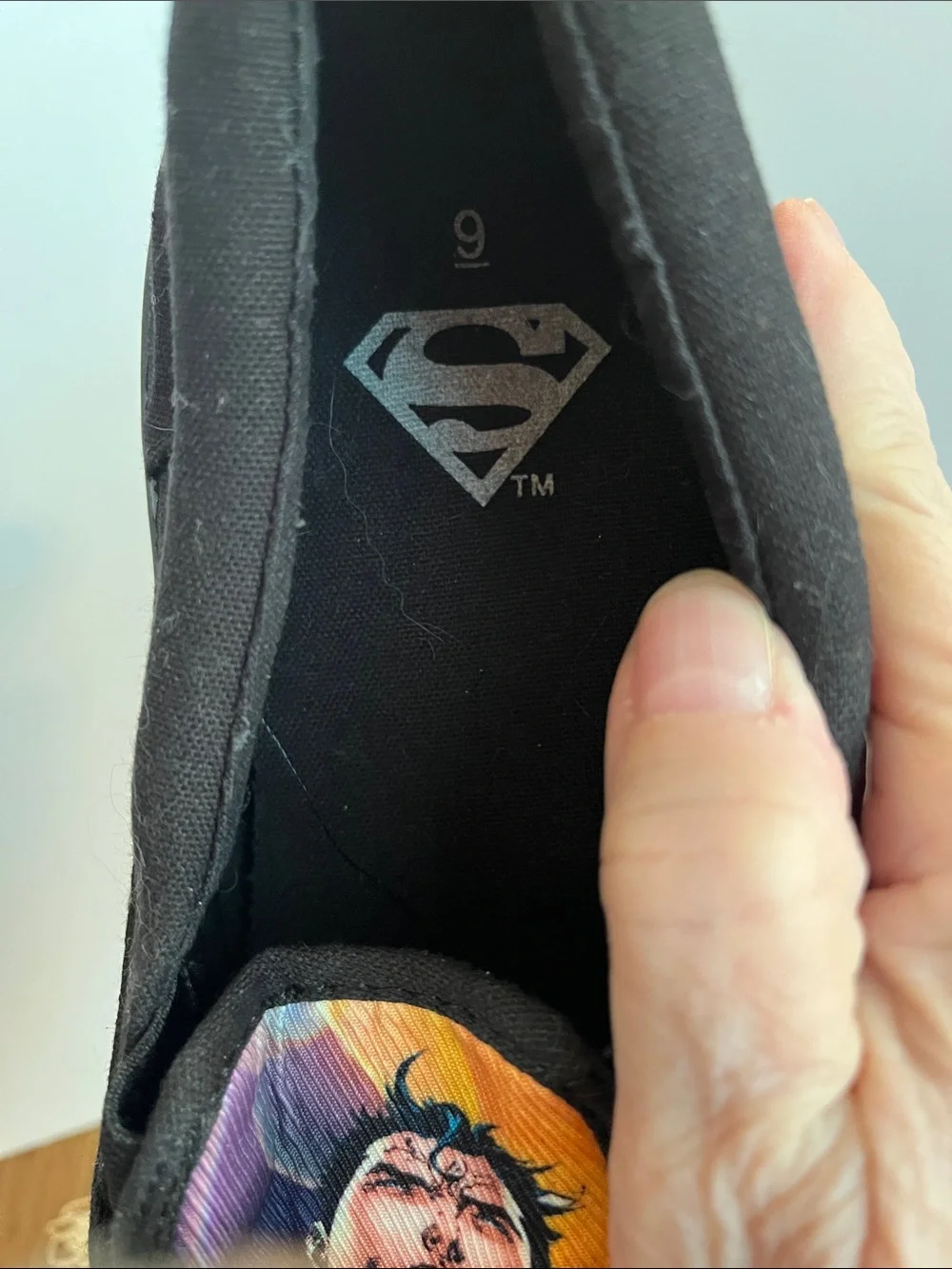 DC Comics Superman Graphic Slip-On Flats in Blue, Red, Black